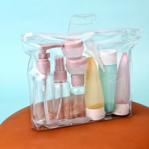 Premium Travel Container Set | Portable Press Bottles for Cosmetics, Shampoo, Lotion & Cream, Vacuum-Sealed Refillable Bottles 3-2 - color: Candy Color 11-Piece Set