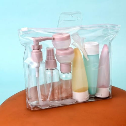 Premium Travel Container Set | Portable Press Bottles for Cosmetics, Shampoo, Lotion & Cream, Vacuum-Sealed Refillable Bottles 3-2 - color: Candy Color 11-Piece Set