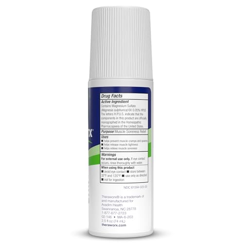 Theraworx Relief for Muscle Cramps Roll-On - 2.5oz - 1 Count | Fast-Acting Muscle & Leg Cramp Relief, Made with Magnesium Sulfate. Paraben-Free, no mess, no strong odor. TSA Friendly. - size: 2.5 Ounce (Pack of 1)