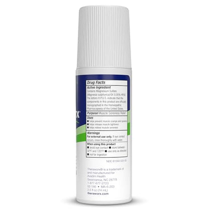 Theraworx Relief for Muscle Cramps Roll-On - 2.5oz - 1 Count | Fast-Acting Muscle & Leg Cramp Relief, Made with Magnesium Sulfate. Paraben-Free, no mess, no strong odor. TSA Friendly. - size: 2.5 Ounce (Pack of 1)