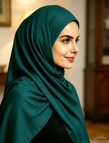 Lina & Lily Non-see-through Premium Jersey Maxi Hijab Head Scarf Wrap for Muslim Women - color: Dark Teal