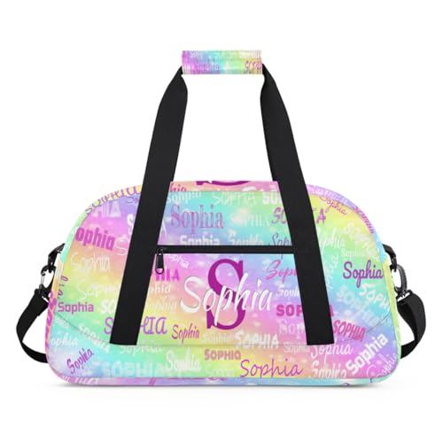 Custom Dance Bag Girls Sleepover Bag, Rainbow Colorful Shiny Stars | Personalized Sport Ballet Bag Travel Overnight Small Duffel Bag Gymnastics Swimming - color: Color 15