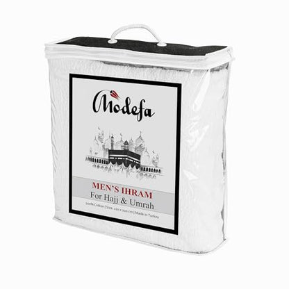 Modefa Ihram for Umrah Men Towel Set - Comfortable Unsewn Ahram Hajj Essentials for Men Umrah Essentials Ehram - 110 x 220cm per Towel 2 Towels Turkish 100% Cotton 1500 Grams (Ihram Only) - style: Ihram Only