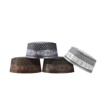 Muslim Prayer Kufi Hat Men Islam Skull Embroidery Cap Beanie Hat Arabian Omani Turkish Prayer Headwear Eid Gift - color: Style B, 4pcs