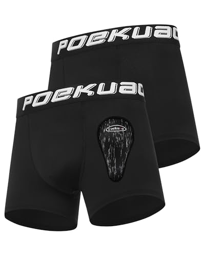 Youth Boys Baseball Cup Underwear Kids Football Compression Shorts with Soft Protective Athletic Cup Boxer Brief - color: Black+black, size: X-Small