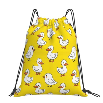 Unisex Lightweight Gym Sack Cute Rubber Duck Chick Yellow, Polyester Drawstring Bag for Workout, Training and Beach - color: Pattern (364)