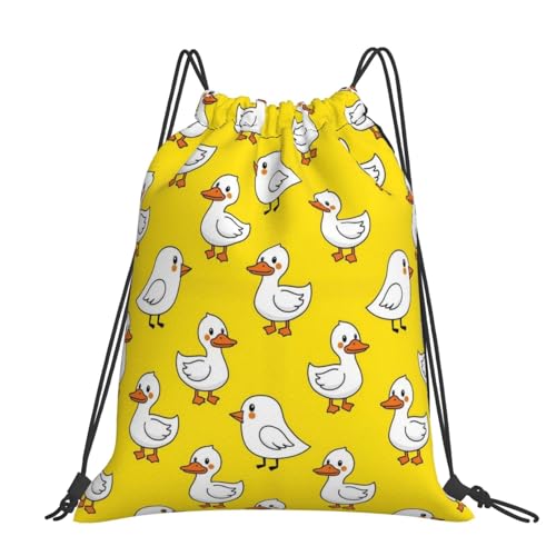 Unisex Lightweight Gym Sack Cute Rubber Duck Chick Yellow, Polyester Drawstring Bag for Workout, Training and Beach - color: Pattern (364)