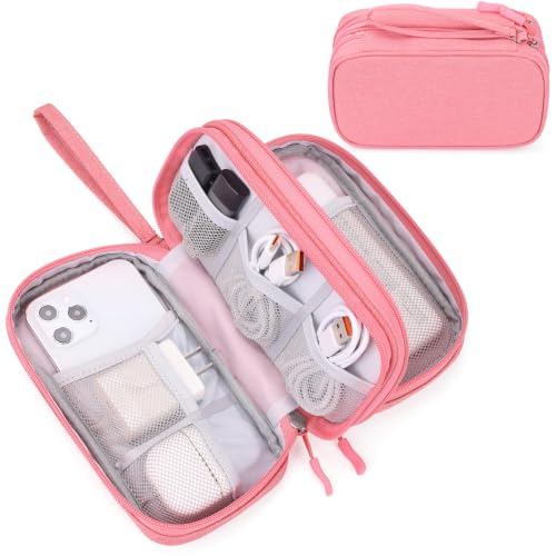 FYY Electronic Organizer, Travel Tech Pouch Bag, Cable Organizer Pink - color: Pink, size: 7.5 x 4.3 x 2.2 inches