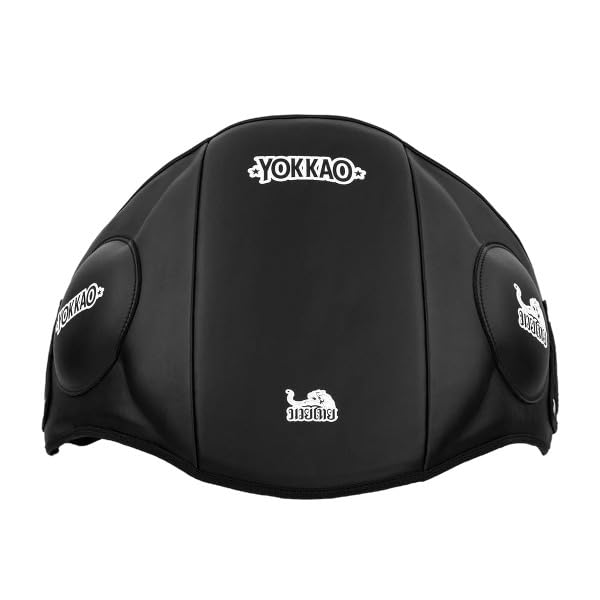 YOKKAO Belly Pad - Leather | Heavy-Duty Padding | Produced at Factory, Thailand | Muay Thai | 5 Colors - color: Black