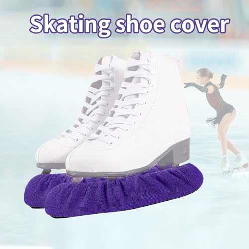 Qchengsan Ice Skate Blade Cover Plus Hockey Drying Rack,Ice Skate Blade Covers,Ice Skate Soakers,Hockey Equipment Gear Drying Rack - color: Purple