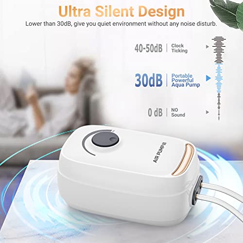 MoonOrange 3W/6W Aquarium Air Pump, Adjustable Aquarium Aerator with 2-Outlet, Super-Powerful & Quiet Oxygen Pump for Fish Tanks up to 100/200 Gallon with Full Accessories.(Upgrade Noise-Reduce) - style: 3W/AR-10 NEW