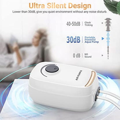 MoonOrange 3W/6W Aquarium Air Pump, Adjustable Aquarium Aerator with 2-Outlet, Super-Powerful & Quiet Oxygen Pump for Fish Tanks up to 100/200 Gallon with Full Accessories.(Upgrade Noise-Reduce) - style: 3W/AR-10 NEW