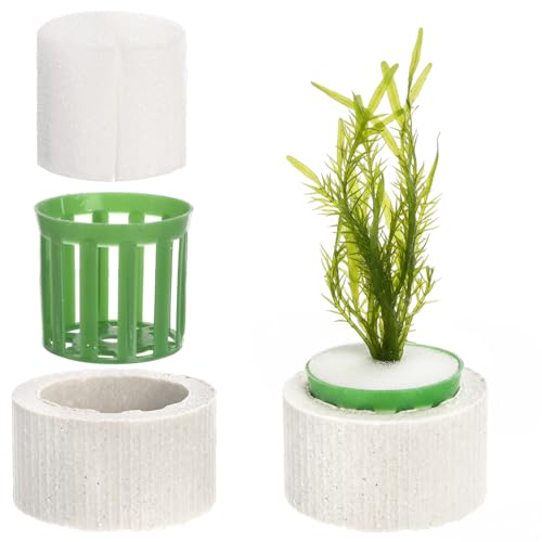 TOPZEA 30 Pack Aquarium Plant Weights, Aquatic Plant Holder Pots Anti-Floating Planters Ceramic Aquatic Plants Fixed Ring Anchors Set for Fish Tank, Pond, Aquarium Landscape Decorations, 1.75"x 1.2"