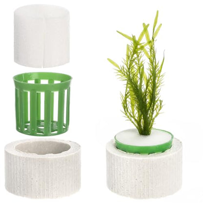 TOPZEA 30 Pack Aquarium Plant Weights, Aquatic Plant Holder Pots Anti-Floating Planters Ceramic Aquatic Plants Fixed Ring Anchors Set for Fish Tank, Pond, Aquarium Landscape Decorations, 1.75"x 1.2"