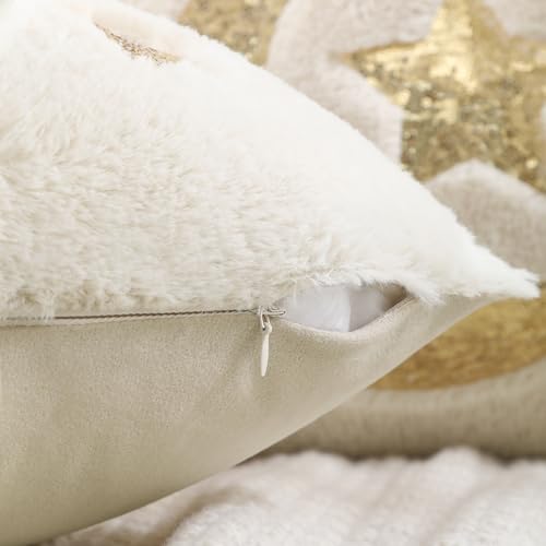 Holibeat Sequin Throw Pillow Covers 18x18 inches Fluffy Ramadan Decoration Pillowcases (Pack of 2) (7stars) - color: 7stars