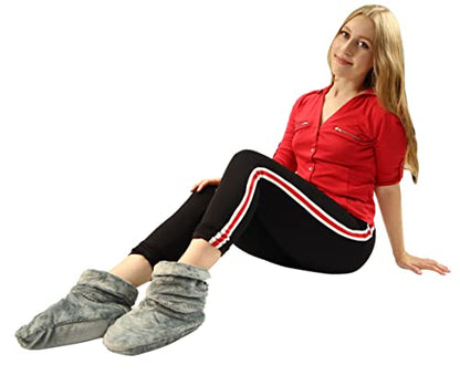 Mars Wellness Heated Microwavable Booties - Microwavable Socks Heated Booties for Women and Men - Herbal Hot/Cold Deep Slippers Women (Charcoal) - color: Charcoal, size: Pack of 1
