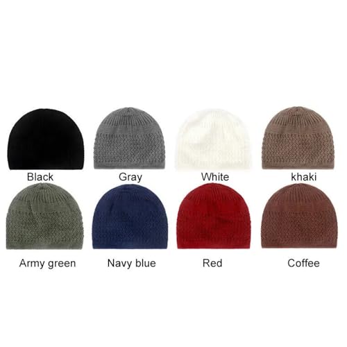 Breathable Cotton Stretchy Islamic Muslim Knitting Kufi Topi Prayer Hat Crochet Taqiyah Takke Skull Cap. - color: Coffee