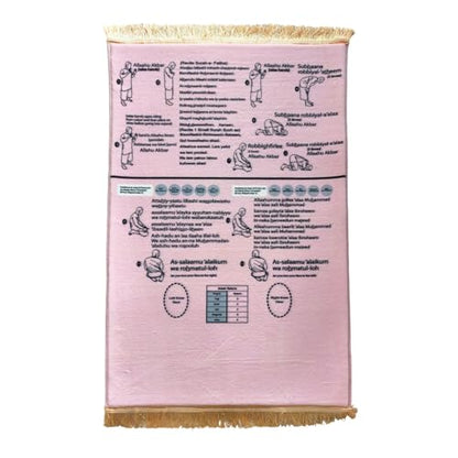 Bilingual Guided Prayer Mat with English Reading & Arabic Recitation Guide, Non-Slip Salah Prayer Mat with Instructions for Prayer Learning, Meditation (Pink, 80x120cm)
