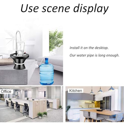 Drinking Water Dispenser Pump, Automatic Electric Drinking Water Bottle Pump for 2-5 Gallon Water Jugs, USB Rechargeable with 2 Switch Control, Stable and Portable for Home, Kitchen, Office, Camping - color: Black