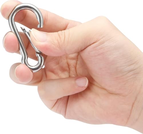 Stainless Steel Spring Snap Hook Carabiner - 304 Stainless Steel Caribeener Clips, Set of 6 - color: Silver, size: 2.25 Inch