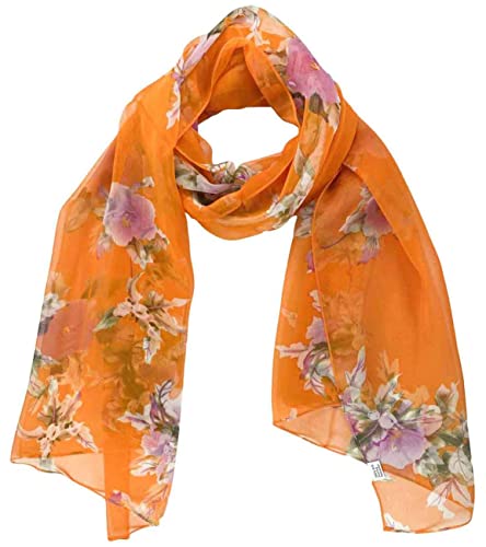 Xyueanlo Scarfs for Women Lightweight Scarves Fashion Print Floral Pattern Scarf Shawls - color: P-orange