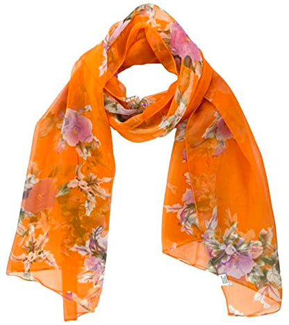 Xyueanlo Scarfs for Women Lightweight Scarves Fashion Print Floral Pattern Scarf Shawls - color: P-orange