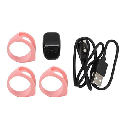 Finger Smart Tally Counter Ring, Muslim Digital Azan Alarm Clock, Vibration Reminder, Touch Control, 0.42in Screen, for Nice Islamic Gift - color: Pink