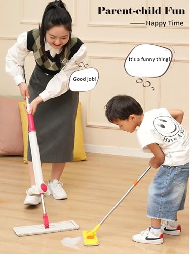 Mini Mop Small Mop for Kids Housekeeping Pretend Play Cleaning Toy Gift for Boys Girls (Yellow) - color: Yellow