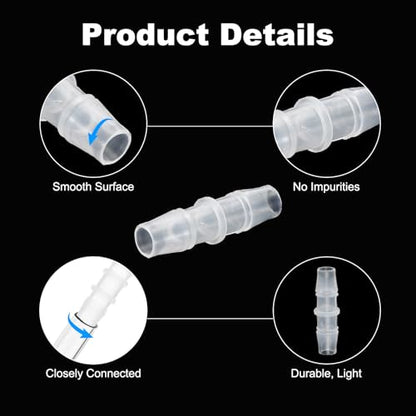 PATIKIL 3/8" x 3/8" Plastic Hose Barb Fitting, 5 Pcs Thru-Bulk Pipe Connectors Barbed Splicer Mender Joint Adapter Union for Aquarium Fuel Gas Liquid Air - size: 3/8" x 3/8"