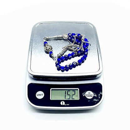 Design - New Long & Stylist Tassels Worry Beads - Prayer Beads (8 mm-33 Beads) Tesbih-Tasbih-Tasbeeh-Misbaha-Subha-Sebha-Sibha-Rosary (Evil Eye - Twin Tassel) - color: Evil Eye - Twin Tassel