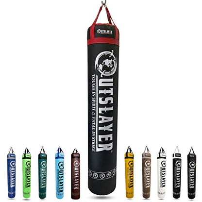 Muay Thai Punching Bag 6ft 150lbs Unfilled Made in USA - color: Black/Red, size: With Bottom D-Ring