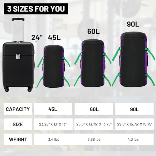 MIER 여행용 캠핑 체육관 스포츠용 대형 더플 백 백팩, 45L/60L/90L | 방수, 컨버터블 더플, 탈착식 백팩 스트랩, 신발 수납 공간, 튼튼한 타폴린, 3가지 사이즈 - color: 퍼플., size: 45L