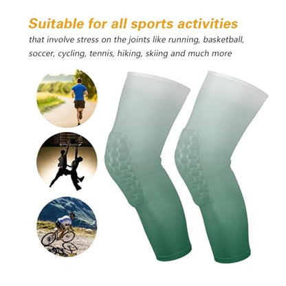Gradient Army Green Sports Knee Pads Youth Volleyball Basketball Long Leg Sleeves Braces Compression Wrestling Youth/Kids & Adult Sizes