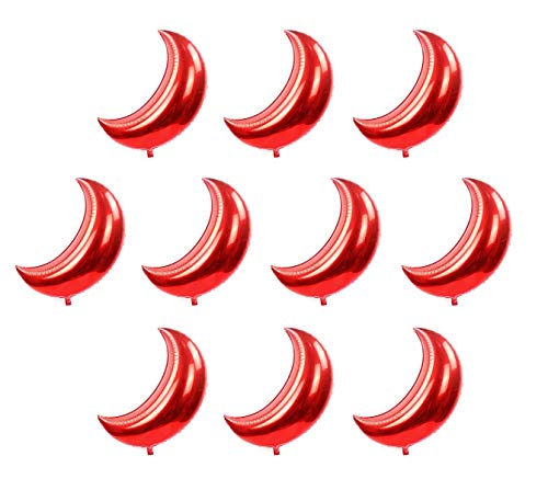10 Pcs 20 Inches Moon Balloons Foil Balloons Mylar Balloons for Birthday Wedding Baby Shower Party Decorations (Red) - color: Red