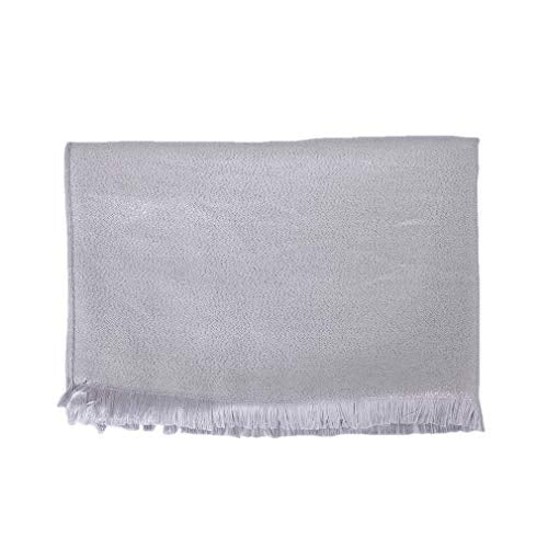 LMVERNA Women's Sparkling Metallic Soft Pashmina Shawls and Wraps Scarf in Solid Colors - color: Silver
