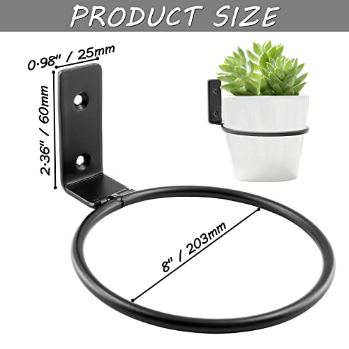 Jiozermi 2 Pack 8 inch Flower Pot Holder Ring, Matte Black | Flower Pot Holder Ring Wall Mounted Set Wall Mounted Metal Planter Hanger Matte Black Hanging Plant Holder - size: 8"
