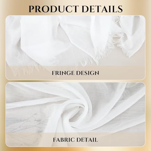 Extra Large Cotton Linen Shawl Wrap for Women, Elegant Scarf with UV Protection Breathable Lightweight Head Cover Hijab - color: White