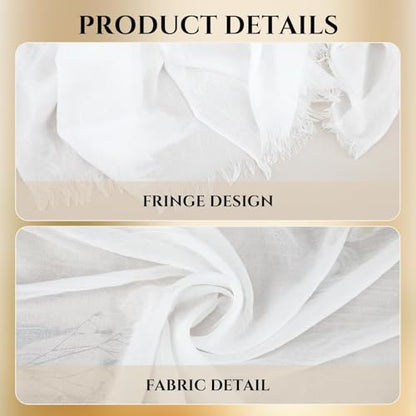 Extra Large Cotton Linen Shawl Wrap for Women, Elegant Scarf with UV Protection Breathable Lightweight Head Cover Hijab - color: White