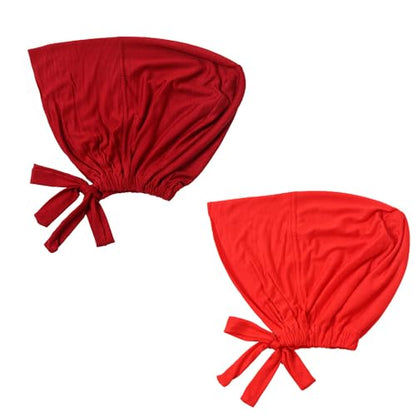 Women Under Scarf Hat Hijab Undercap Islamic Muslim Under Scarf Hijab Cap with Tie-Back Closure - color: Red+marron
