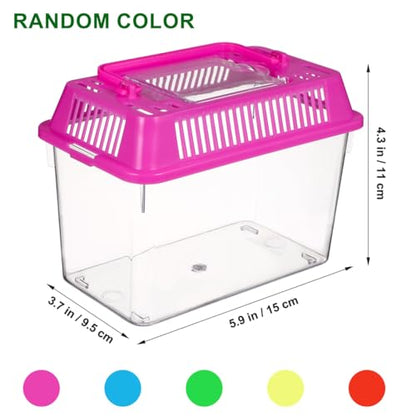 HANABASS Portable Fish Tank Handheld Aquarium with Handle Transparent Plastic Mini Fish Box for Turtle Hamster Pet Breeding Case 5.90 X 4.33 X 3.74 in Set of 4