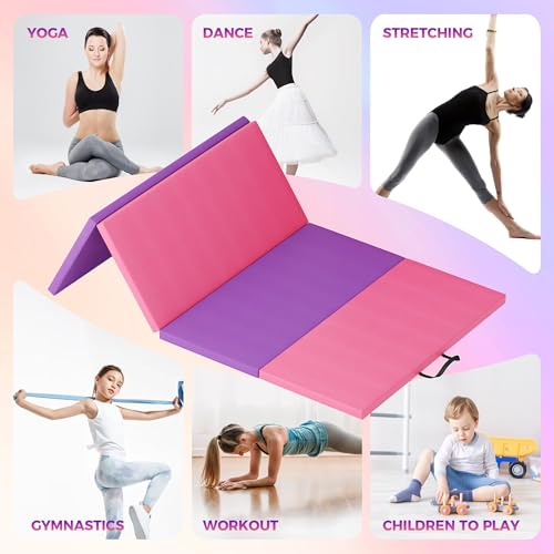 4-Fold Folding Gym Mat, 6x8 Feet 2-Inch Thick Extra Firm, High Density Tumbling Exercise Mat for Home Gym, Gymnastics, Martial Arts, Yoga & Pilates, Non-Slip Portable Floor Mat - color: Four-fold cushion