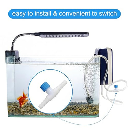 Honoson 30 Pieces Aquarium Air Control Valve T Shaped Air Pump Control Valves Single Way Plastic Flow Regulator for 4 mm Hose Line Tubing Connector(Blue and White) - color: Blue and White