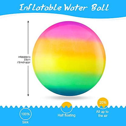 Hiboom 9 Inch Swimming Pool Diving Balls Underwater, Pools Toys Ball with Water Filling Adapter for Underwater Passing, Dribbling, Diving and Pool Games for Teens, Adults(Rainbow Style) - style: Rainbow Style
