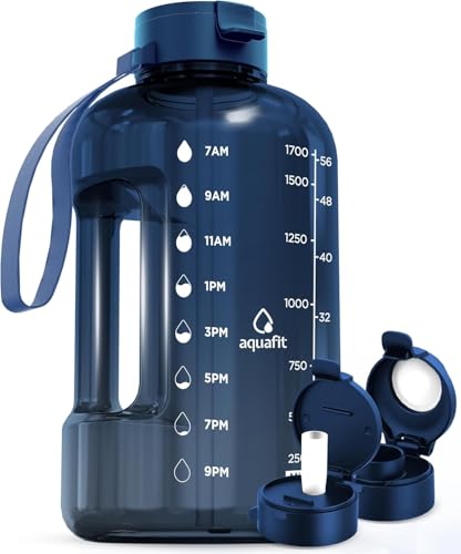 AQUAFIT Half Gallon Water Bottle with Time Marker - color: Nebula, size: 64 Ounces