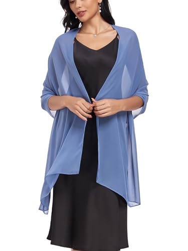 Shawls and Wraps Soft Chiffon Scarve Scarf For Evening Party Dresses Wedding Stole - color: Dusty Blue