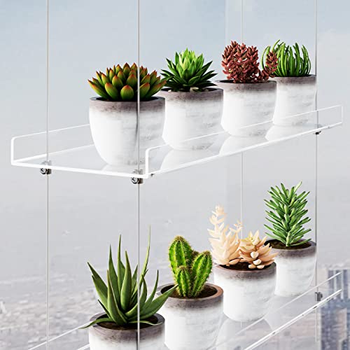 OtNiap Clear Hanging Window Plant Shelves, 2-Pack 3-Tier, 16-Inch Stand | Adjustable Indoor wall plant holder for herbs, microgreens and potted plants. Maximizes window space while displaying plants - size: 2 Pack-3 Tier