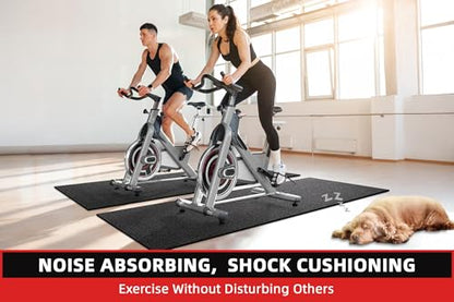 GymCope Treadmill Mat for Hardwood Floor Carpet 7'x3'/6'x3'/6'x2.5'/4'x2' | 6mm Thick Exercise Equipment Gym Mat, Compatible with Peloton Bike, Indoor Spin Bike, Elliptical - color: 76"x30"x6mm-black