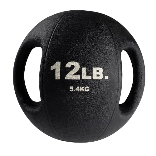 Body-Solid Exercise Medicine Balls, Heavy-Duty Non Slip Rubber Grip with Dual Handles Medicine Ball for Weights Training, Weightlifting & Core Workouts - size: 12 lb