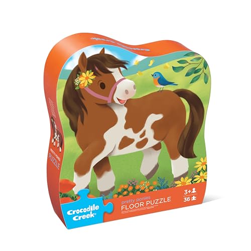Crocodile Creek Jigsaw Puzzle, 36 Piece for Kids 3 Years and Up, Heavy-Duty Shaped Box for Storage, Finished Puzzle Size 18 x 24 inches, Pretty Ponies - color: Pretty Ponies