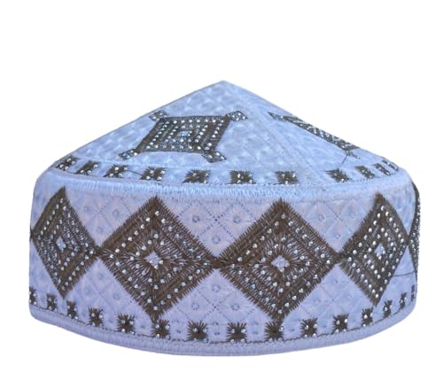 Unisex Kufi Muslim Men Prayer Cap White Stoned Outdoor Headwear Eid Handmade Kufis Namaz Hat - color: Green, size: X-Large